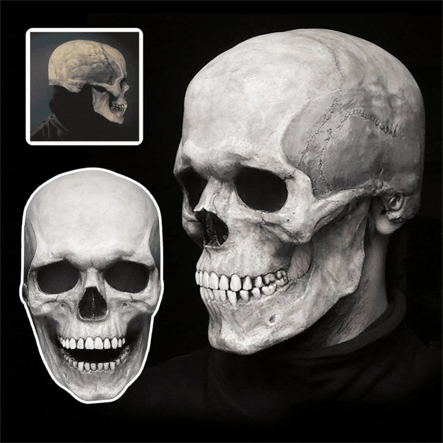 Halloween Creepy Full Head Mask With Moving Jaw Scary Realistic Latex Helmet With For Adults, Halloween Cosplay Horror Mask