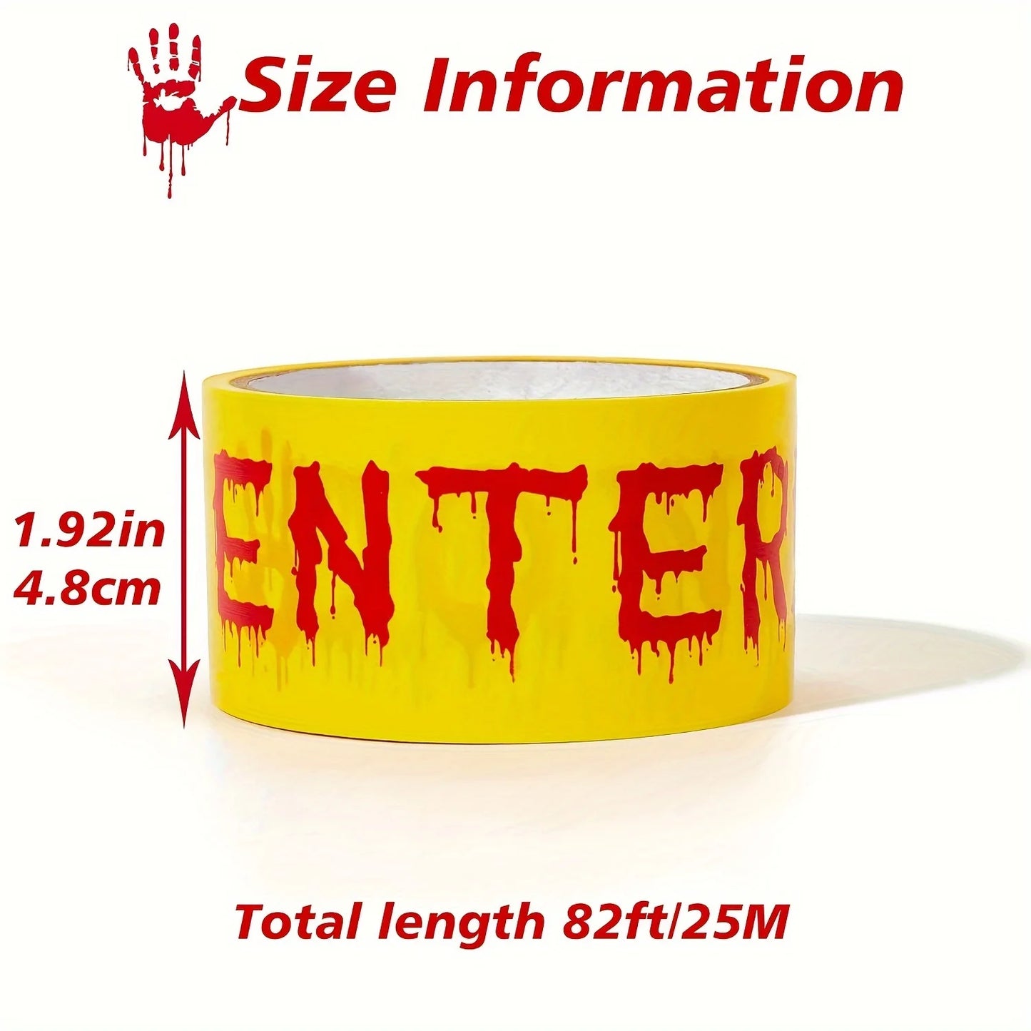 Halloween Caution Tape with Bloody Handprints