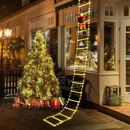 Christmas Ladder Lights with Santa Claus
