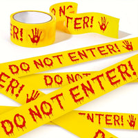 Halloween Caution Tape with Bloody Handprints
