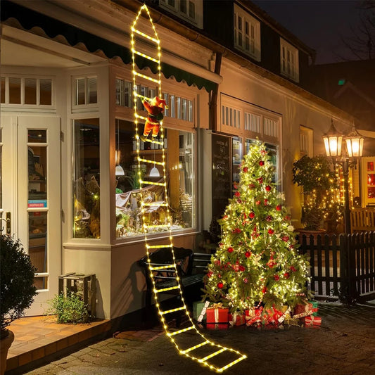 Christmas Ladder Lights with Santa Claus