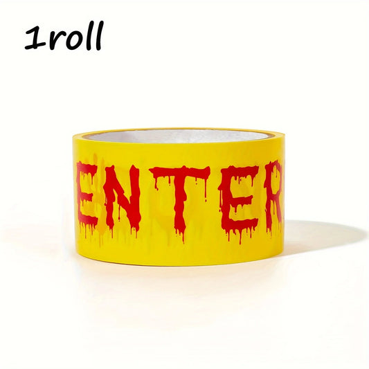 Halloween Caution Tape with Bloody Handprints