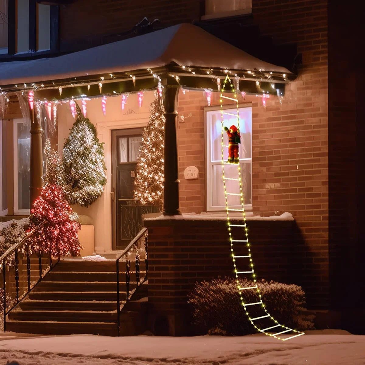 Christmas Ladder Lights with Santa Claus