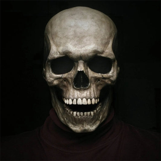 Halloween Creepy Full Head Mask With Moving Jaw Scary Realistic Latex Helmet With For Adults, Halloween Cosplay Horror Mask