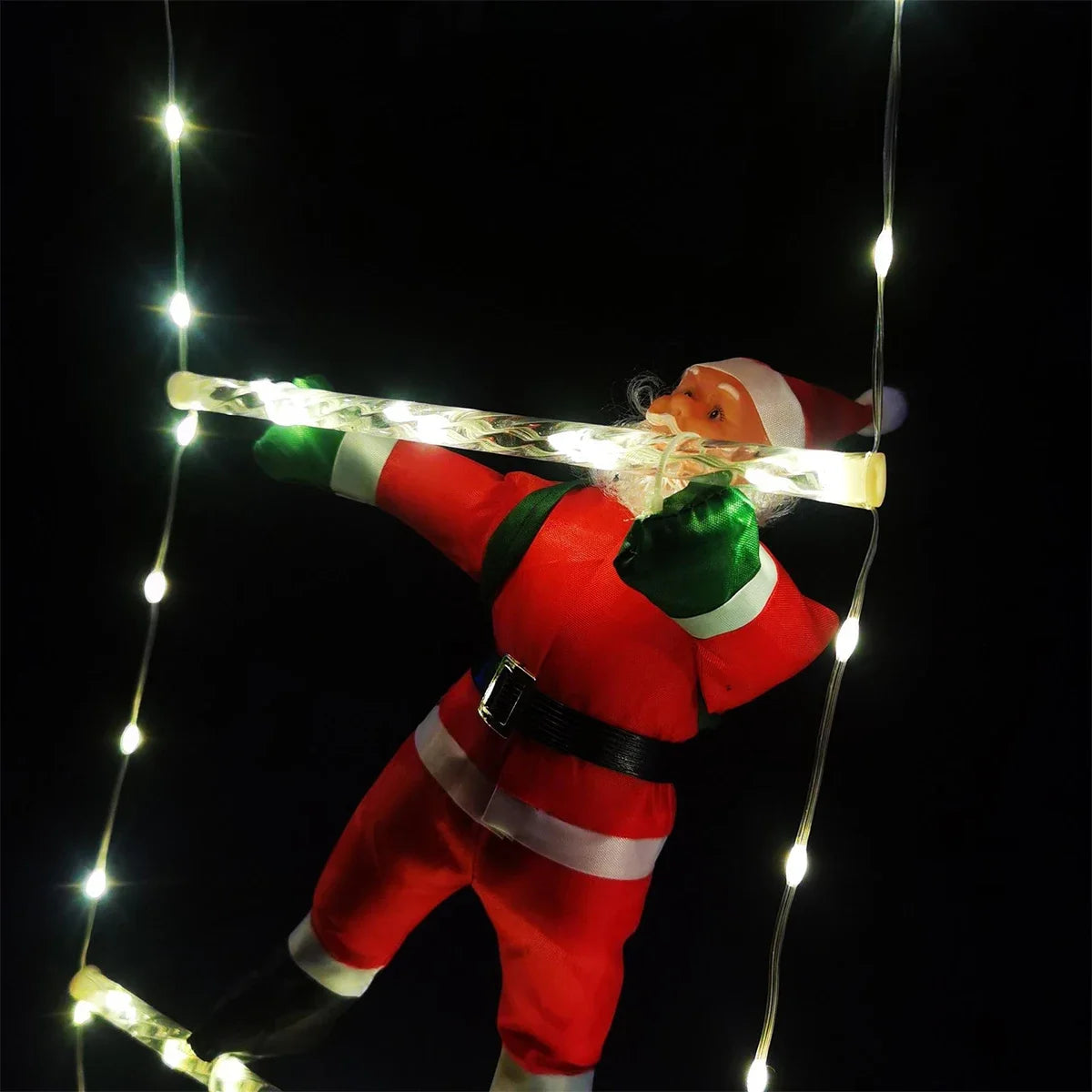 Christmas Ladder Lights with Santa Claus