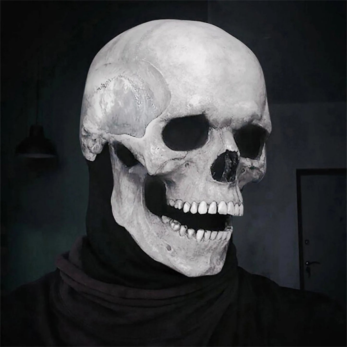 Halloween Creepy Full Head Mask With Moving Jaw Scary Realistic Latex Helmet With For Adults, Halloween Cosplay Horror Mask