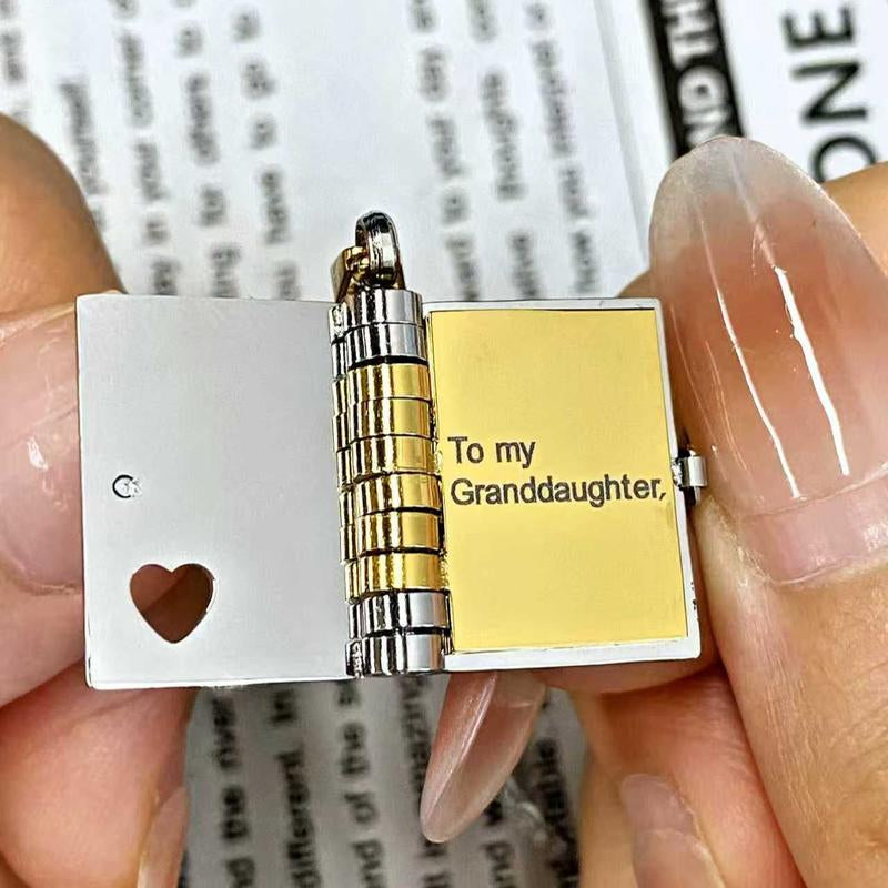 Book Necklace for Grandson/Granddaughter/Daughter/Son.Meaningful Jewelry of Love – Perfect Christmas Gift for Her/Heartfelt Black Friday Surprise